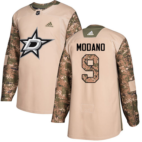 Adidas Stars #9 Mike Modano Camo Authentic Veterans Day Youth Stitched NHL Jersey - Click Image to Close
